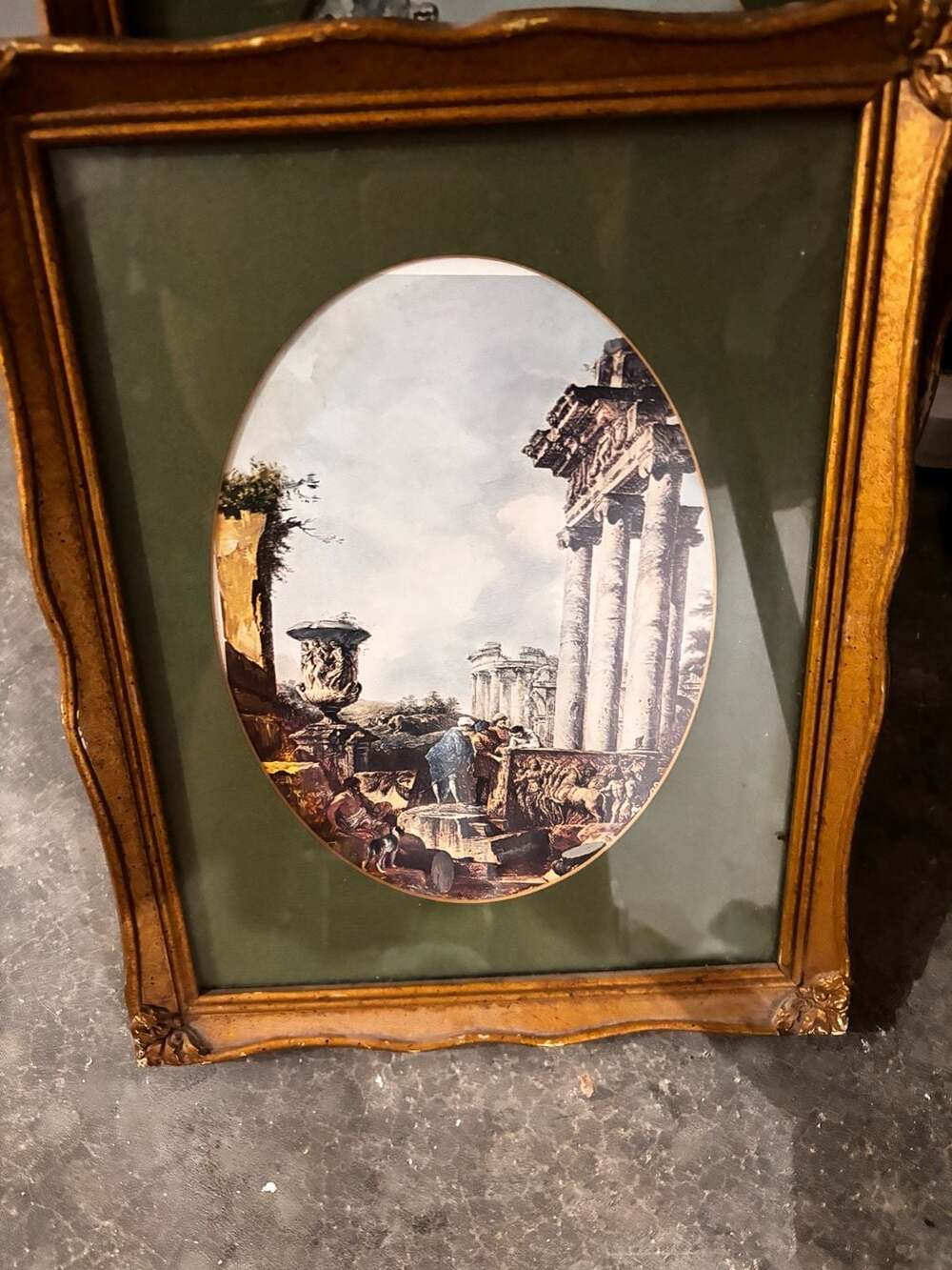 Vintage Florentine Gilt Framed Roman Ruins Art Print 10x13